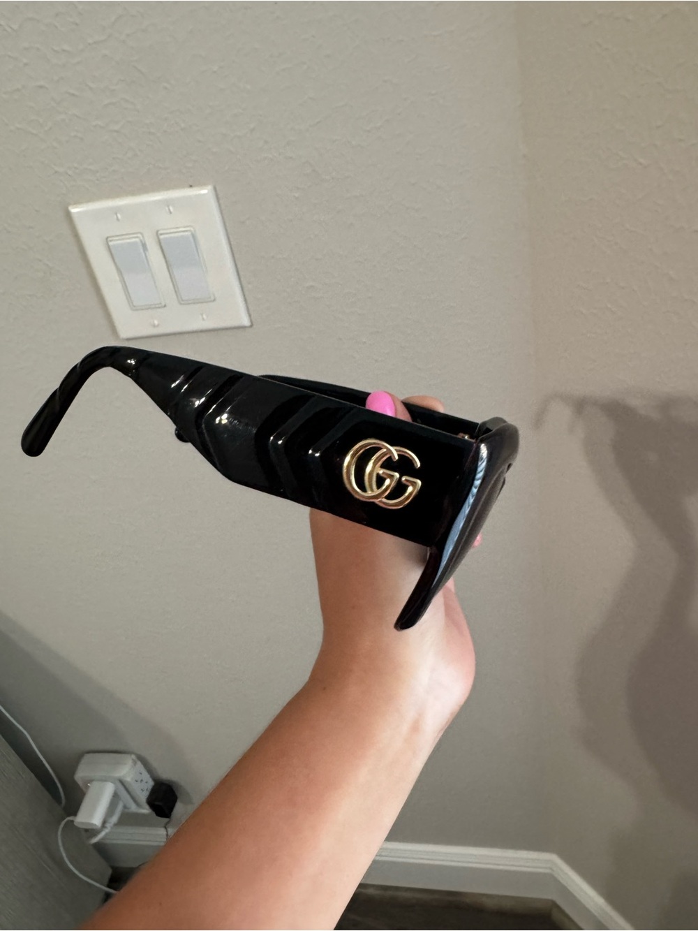 Gucci Black Sunglasses with Gold GG Accent